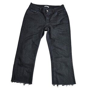 Riders By Lee Mid Rise Bootcut Jeans Womens 14 Black Cropped Raw Hem‎ Denim